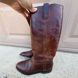 Classic Tall Brown Leather Riding Boots